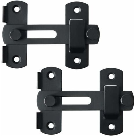 Verrou de Porte Coulissante Serrure de Porte Loquet à Bascule Boulon de Verrouillage de Boucle avec Vis pour Porte, Fenêtre, Placard et Jardin, Noir Mat en Acier Inoxydable, 2 Pcs (1/4)