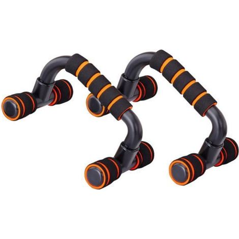 Poignées d\'appui pour Pompe-Push-Up Bars Dispositif pour Musculation - Assistance push-up fitness - Orange noir (1/4)