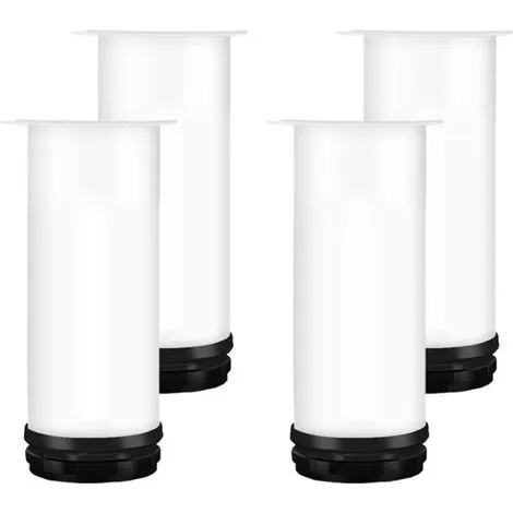 Pieds de meuble réglables (blancs) 20 cm, lot de 4 pieds de table réglables en hauteur, en acier inoxydable avec vis, pour meuble TV ou armoire. (1/3)