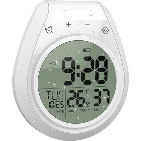 Wasserdichte digitale Duschuhr, Badezimmer-Timer, digitale Küchenwanduhr, LCD-Bildschirm, 12/24-Stunden-Anzeige