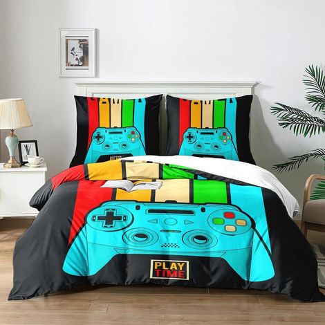 Parure de lit 140x200 cm motif Gamepad, impression 3D, microfibre