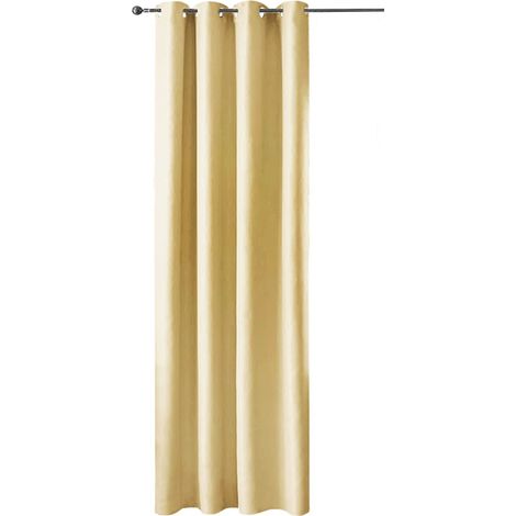 Tenda Porta Finestra Raso Sintetico 1 Pannello Coprente 140x280 Cm Occhielli Acciaio - Oro