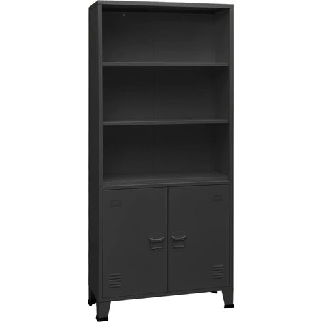 Bibliothèque Meuble de Rangement Meuble Étagère industrielle Anthracite 80x32x180 cm Acier 88016 (1/5)