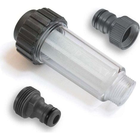 Filtre à eau avec raccords enfichables pour nettoyeur haute pression, pompe de jardin, arrosage de jardin, camping-car connexion 3/4 pouce compatible avec Kärcher 4.730-059.0 (1/4)