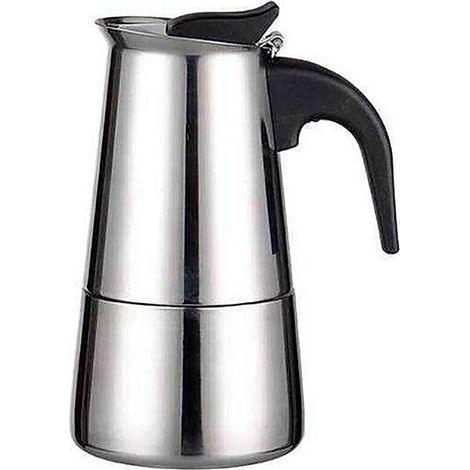 Cafetière italienne Moka en acier inoxydable 2 tasses 100 ml, compatible toutes plaques hors induction (1/5)