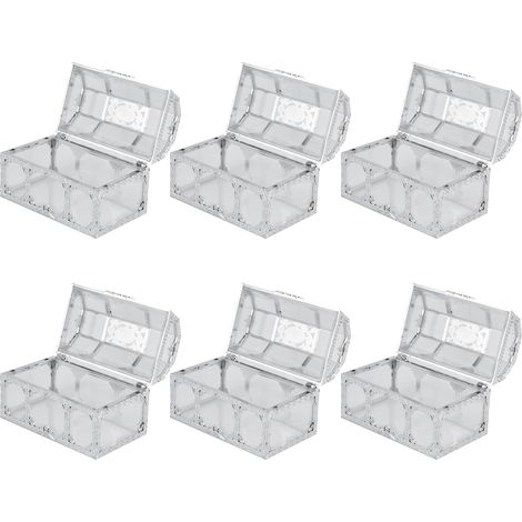 Lot de 12 boîtes à bonbons dorées ajourées de style européen, en forme de coffre au trésor, idéales pour un mariage ou comme boîte à bonbons originale. Couleur argent. Grande taille. (1/5)