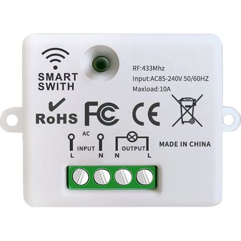Wireless Light Switch, 10A Relay Receiver Controller, Easy Installation, for Lighting Up to 1500W (1/5)