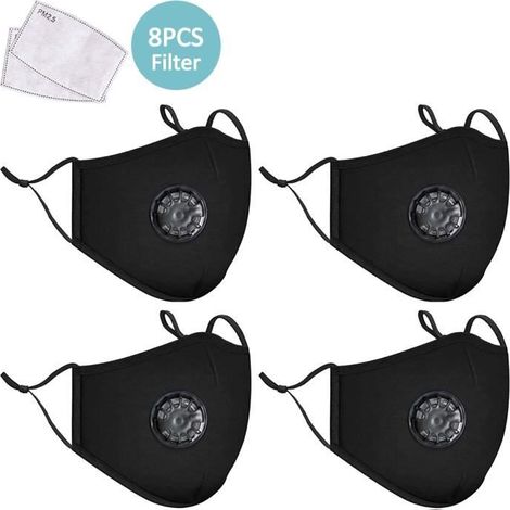 Masques Faciaux - EUDOLAH - Paquet de 4 - 8 Filtres - Respirant - Lavable - Réutilisable (1/4)