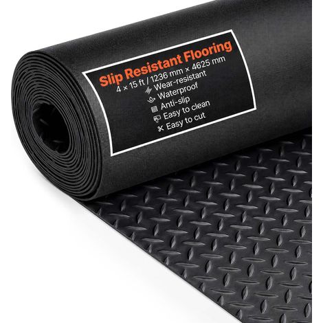 Gummimatte 4625 x 1236 mm Bodenmatte SBR-Gummi Bodenbelag 3 mm Dicke Noppenmatte Diamant Tränenblech Bodenmatte Antirutschmatte Gummibelag Ideal für Garagen, Lagerhallen, Fitnessstudios, Gehwege (1/5)