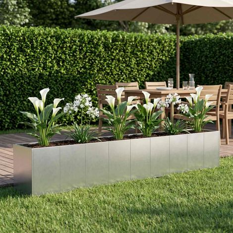 vidaXL Macetero de Jardín Plateado 360 x 40 x 60 cm Acero Galvanizado (1/5)
