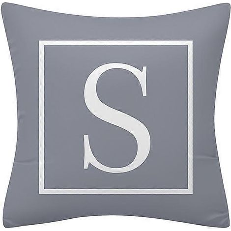Housse de coussin grise avec la lettre S en anglais, style moderne, carrée, pour canapé, lit, chaise, voiture, 45 x 45 cm (1/5)