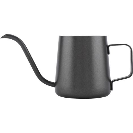 Verseuse à café 350 ml en acier inoxydable, col de cygne pour extraction douce, cafetière noire à bec verseur. (1/5)