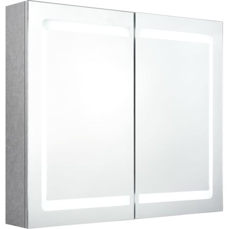 Maison Exclusive - LED-Spiegelschrank fürs Bad Betongrau 80x12x68