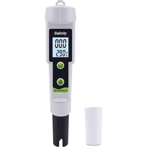 Testeur Sel Piscine, Testeur de salinité pour piscine 0-199,9 ppt, stylo numérique pour tester la salinité de l'eau de mer et de l'eau salée. (1/5)