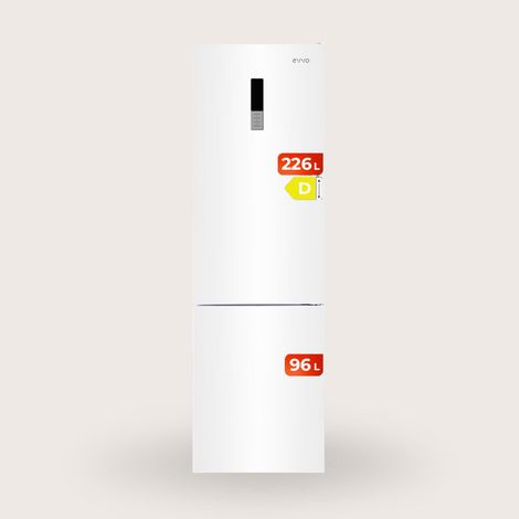EVVO Frigorífico Combi No Frost, Capacidad Frigorífico 226 L Congelador 96 L, Motor Inverter, 60cm de Ancho, Clase energética D, (1/4)