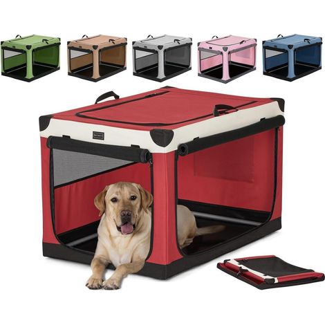 Cage de transport pour chien pliable, tissu respirant, 3 portes, pour intérieur et voiture (1/5)