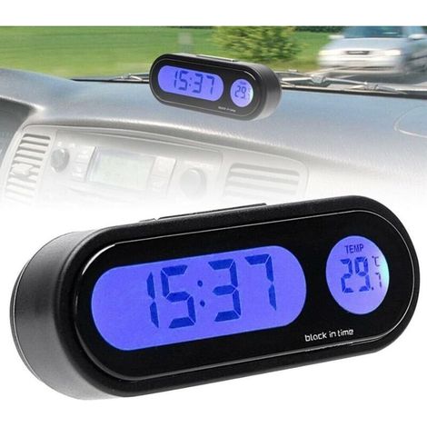 Horloge de Tableau de Bord de Voiture, LCD numérique à l'intérieur de la Voiture, thermomètre avec rétroéclairage pour intérieur et extérieur, Horloge numérique de Voiture 2 en 1 pour Camion (1/4)