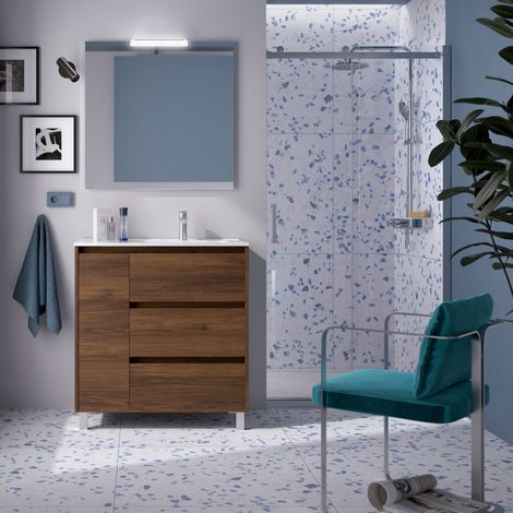 Meuble bain sur pieds SPLASH 3 tiroirs et coquette