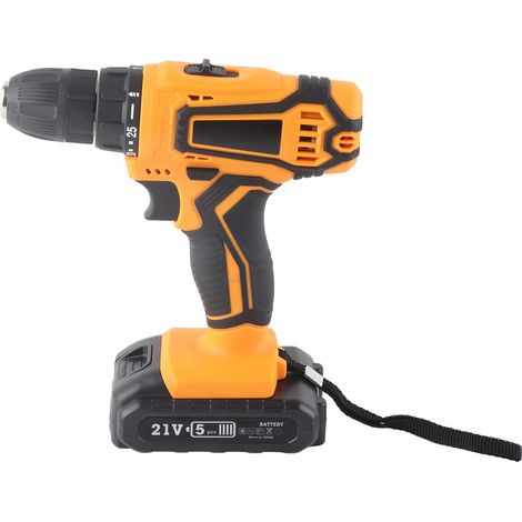 Perceuse-visseuse sans fil 21V 340W, perceuse électrique étanche avec chargeur UE 220-240V, outil à main puissant pour bricolage, mandrin automatique, usage domestique et professionnel, lot complet. (1/5)