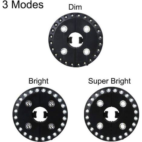 Lampe pour parasol - - 28 LED - 3 modes de luminosité - 220 lux - Pince réglable Ø 2,2–4,6 cm (1/5)
