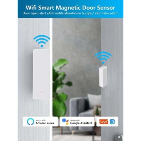 NALOOKAMIC Lot de 2 Capteur de Porte WiFi, capteur de fenêtre Intelligent sans Fil, Compatible avec Alexa et Google Assistant, Pas de hub nécessaire (1/3)