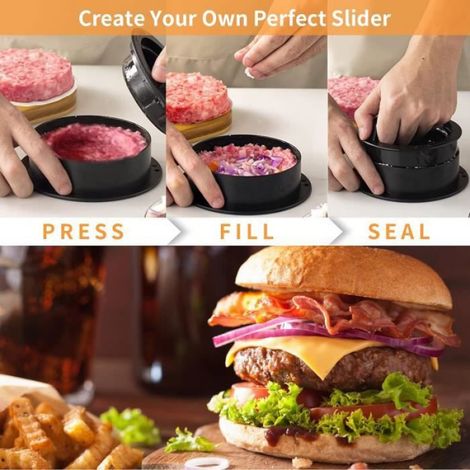 Presse à Burger - - 3 en 1 - Antiadhésif - Plastique ABS - Noir (1/4)