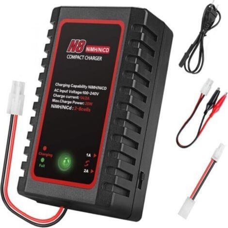 Chargeur Nimh pour Batterie Nimh/NiCD (2-8s),Chargeur Intelligent pour Drone de Bateau de Voiture Airsoft RC, Chargeur RC pour Batterie NiMH/NiCD avec connecteur Standard