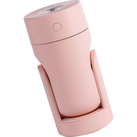 Mini humidificateur à tête vibrante avec lumières colorées, 2 niveaux de brume fine, silencieux et hydratant, pour voiture ou bureau, rose. (1/5)