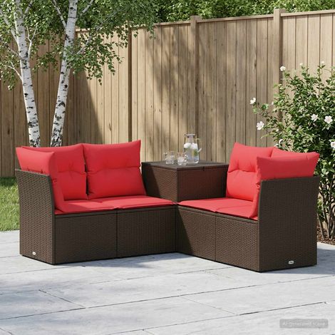 vidaXL Ensemble de Canapés 5 pc Marron et rouge (1/5)
