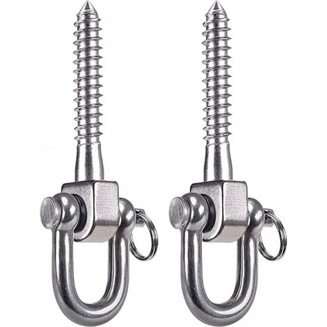 Crochet pivotant à 180 ° en acier inoxydable : Capacité de charge de 800 kg, idéal pour les terrasses, les tapis de yoga et les hamacs. Lot de 2. (1/5)