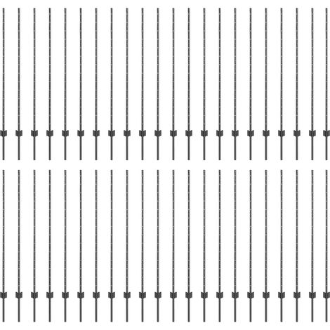 Poteau de clôture. 44 pcs Gris 180 cm Acier (1/5)