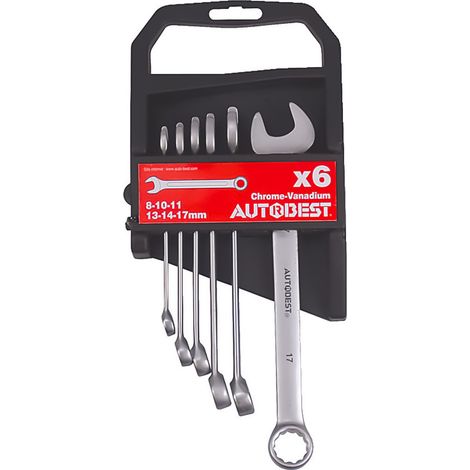 Clés mixtes acier chrome vanadium, satinées diamètre 8-10-11-13-14-17 mm X 6 - AUTOBEST