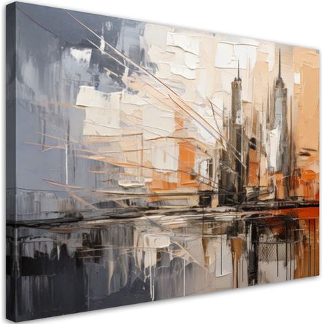 Quadro su tela, Città  astratta grigio-beige - 60x40 (1/3)