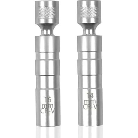 2 Pièces Universel Douille de Bougie D'allumage, 14mm&16mm Outil Démontage Bougies à Paroi Mince, 3/8 Inch Extracteur Bougie, 12 Angles Clé a Magnétique pour Réparation Automobile - (1/5)