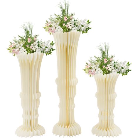 3 Stück faltbares Karton-Tischdekorationsdisplay, Blumenständer, vasenförmiges Display für Hochzeitsfeier-Gartendekoration (1/5)