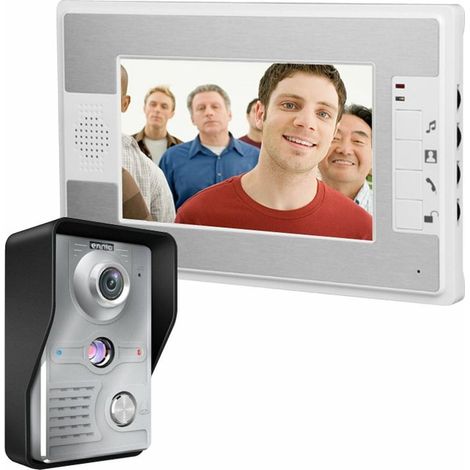 Sonnette vidéo filaire 7 pouces – Interphone avec écran TFT – Vision nocturne – Système d'accès à distance – Installation murale facile - 100-240VUK (1/5)