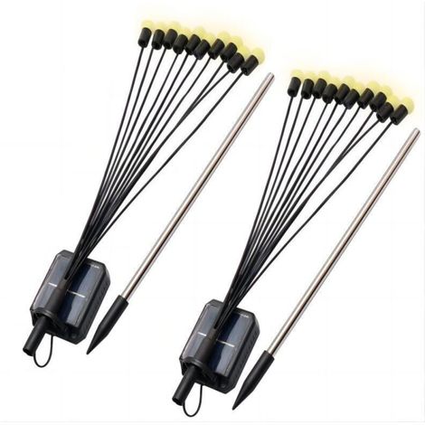 Guirlandes lumineuses solaires en forme de lucioles - Lot de 2 - 8 LED - Décoration paysagère pour jardin et allée - Étanche - Longueur : 42 cm / Largeur : 8 cm / Hauteur : 7 cm-AquaForge