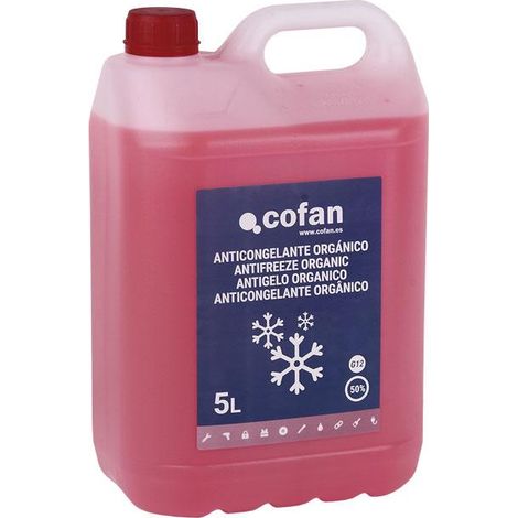 COFAN anticongelante g-12 rosa 50% orgánico 5 l , Anticongelante 50 % orgánico G-12 formulación orgánica. Protege el circuito de refrigeración del motor de la congelación, el recal