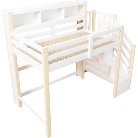 GagaLit mezzanine 90 x 200 cm LED rangement échelle blanc naturel (1/5)