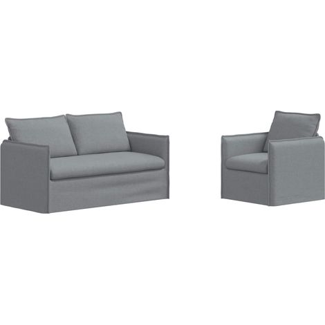 Ensemble de Canapés 2 pcs  Salon de jardin Gris clair 156 x 82 x 85 cm Tissu