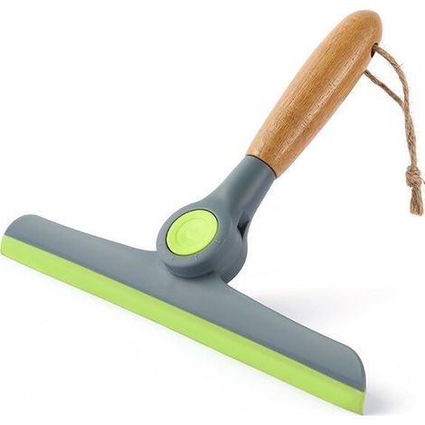 Duschabzieher fürs Badezimmer – Duschglasreiniger, Duschabzieher mit Holzgriff, flexibler Glasschaber, Kehrfunktion, Tierhaarentfernung (1/5)