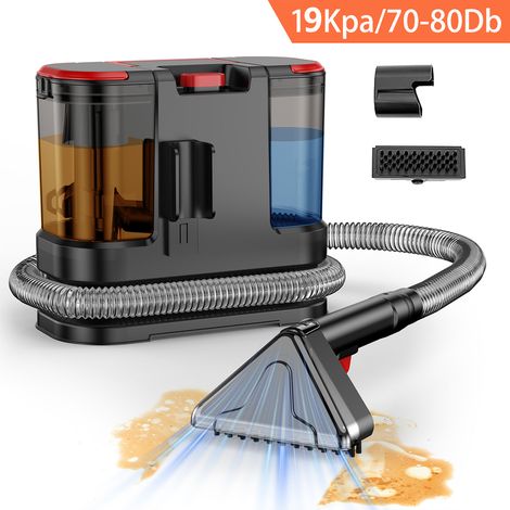 Nettoyeur détacheur portable - 800W/19 Kpa/Tuyau 1,5M - Cordon d'alimentation 5M - Réservoir 1.8L/1,3L - Nettoyeur canapé tissu - Noir
