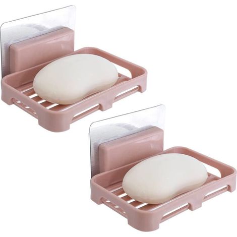 Lot de 2 porte-savons (avec stickers muraux offerts) - Rose nordique (1/5)