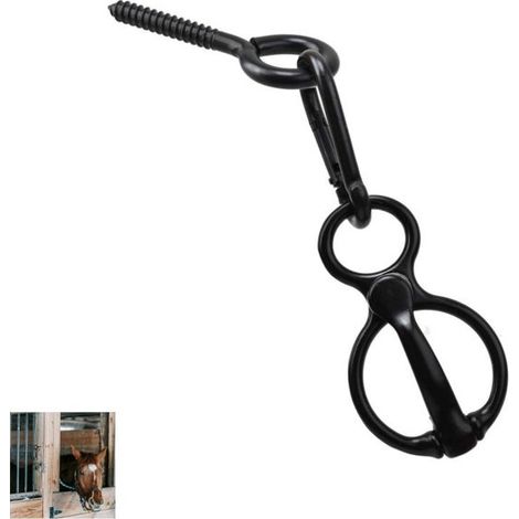 Anillas de amarre para caballos - Anillas de amarre resistentes para caballos - Para cercas de establos - Negras - 28,3 × 6,7 cm (1/5)