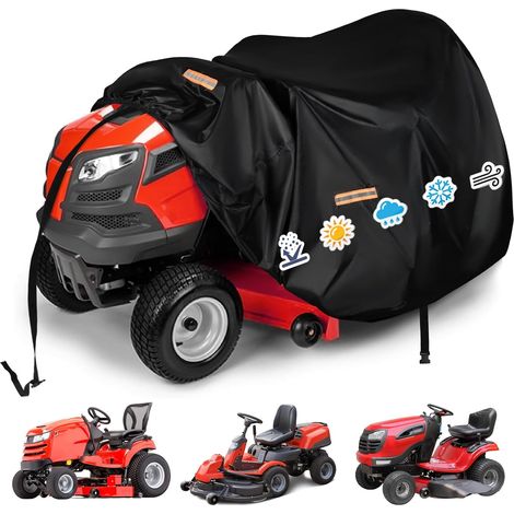 Lawn Mower Cover Outdoor Waterproof Heavy Duty 420D Oxford Polyester for Decks up to 54" with Reflective Strip and Windproof Buckle, Universal UV Protection (1/5)