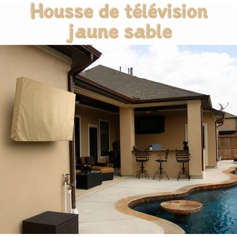 Housse de télévision murale extérieure beige 70-75 pouces en polyester 600D PVC jaune 70-75 1,15 kg – Livraison gratuite