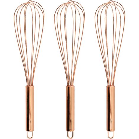 Fouet Cuisine - Acier Inoxydable Plaqué Titane Doré - Lot de 3 - Pour Pâtisserie et Préparations Liquides - 3 Pièces (1/5)