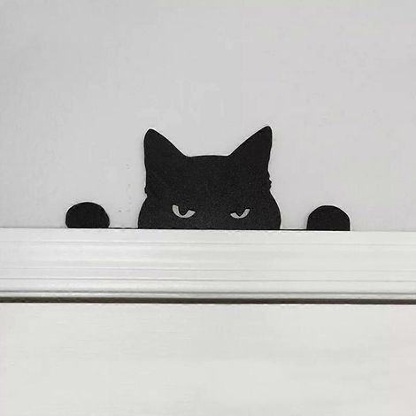 Décoration de porte en métal 2024, motif chat adorable : coin de cadre décoratif pour Halloween. Couleur : chat qui regarde. (1/4)