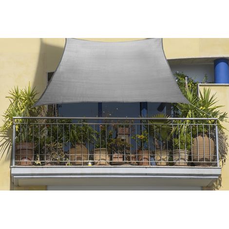 Balkon-Sonnensegel 270 x 140cm grau aus Schattierungsgewebe HDPE