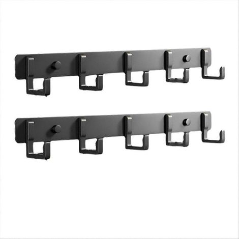 Crochet Mural - Aluminium Inoxydable - Pour Porte Ou Mur - Charge Maximale 9 Kg Par Crochet - Noir - 2 Pièces (1/5)